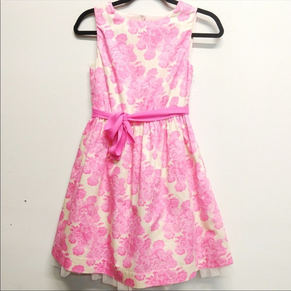Crewcuts Pink Floral Belted A-Line Party Dress 12